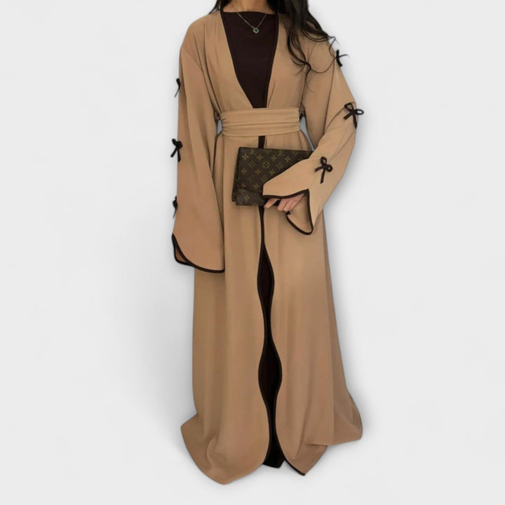 Stylish Cardigan and Dress Combination with Striped Decoration