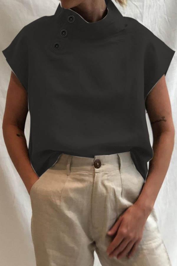 Lowella - Modern Button-Detail Blouse