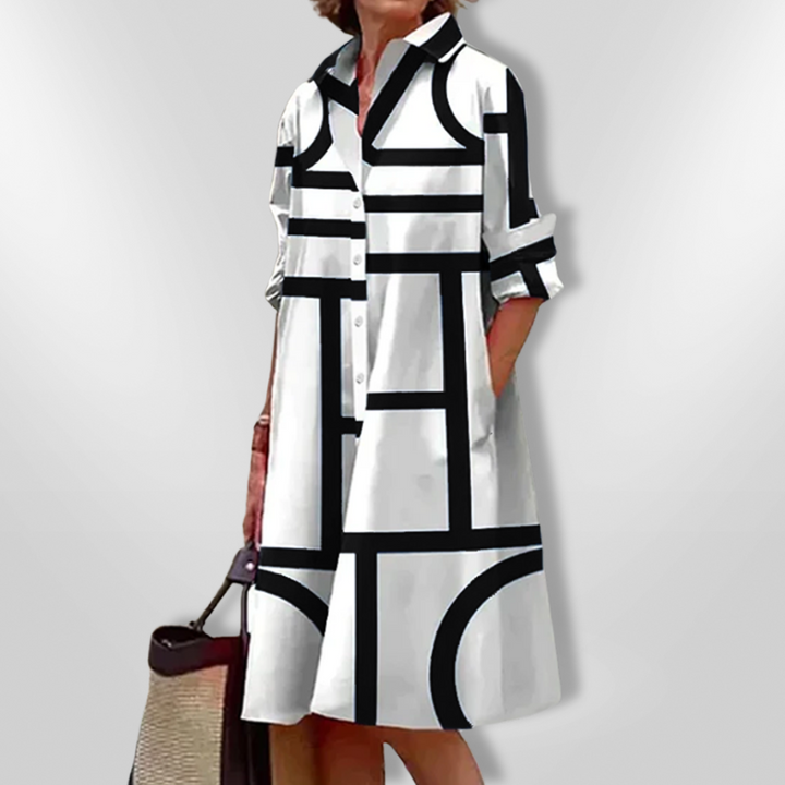 Nereida - Midi Dress with Geometric Pattern