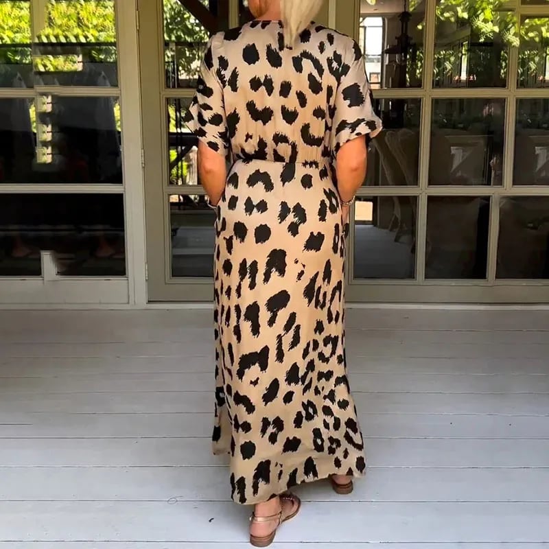 Leopard Print Maxi Dress -  Elegant Eris