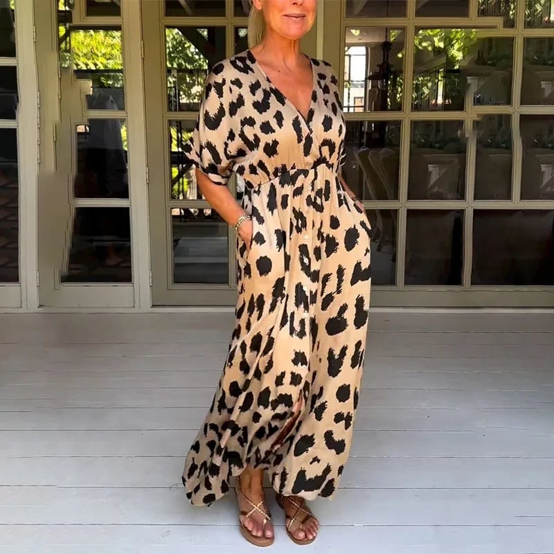 Leopard Print Maxi Dress -  Elegant Eris