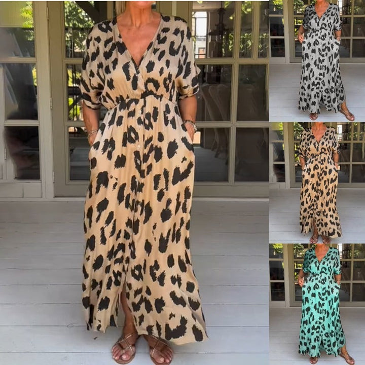 Leopard Print Maxi Dress -  Elegant Eris