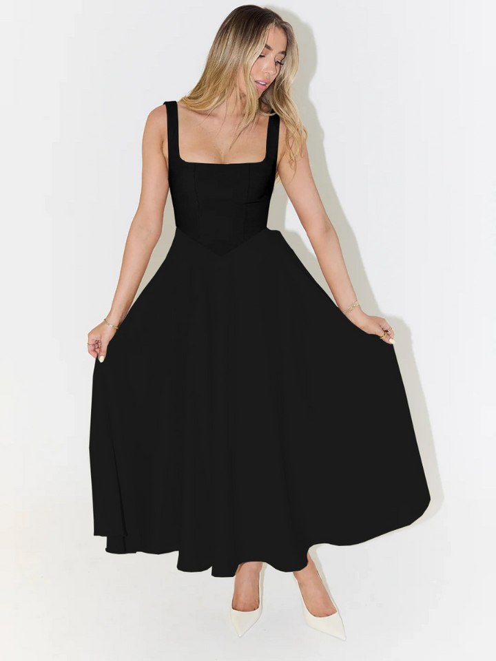 Elegant Midi Dress with Romantic Line