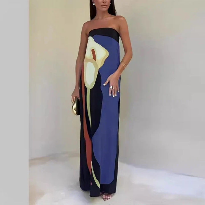 Ismeria - Abstract Strapless Maxi Dress