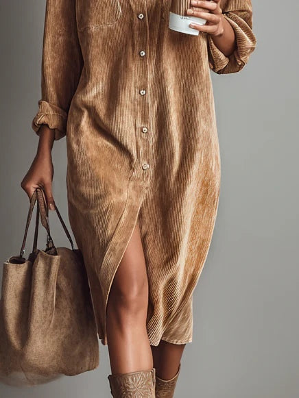 Thally - Loose-fitting corduroy midi dress
