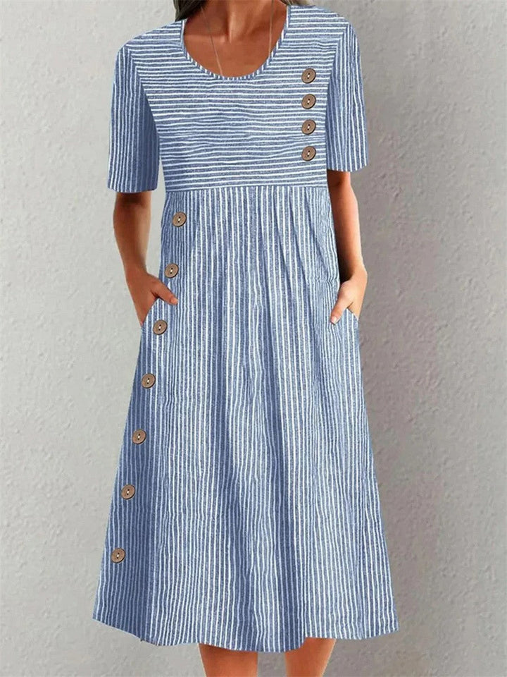 Jovana - Striped Midi Dress With Elegant Fit