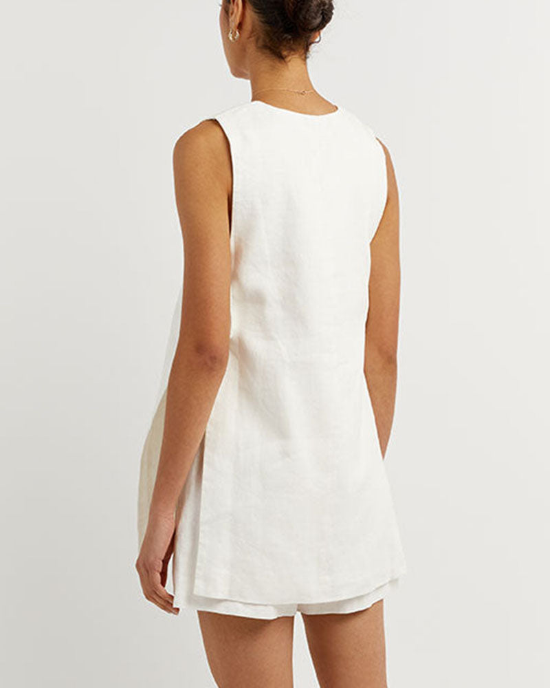 Fiona - Sleeveless Buttoned Set