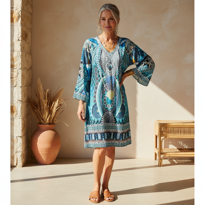 Emelia - Vibrant Bohemian Print Dress
